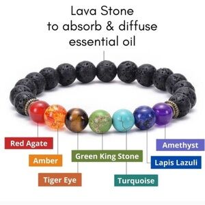 7 Chakra Lava Stone Bracelet - Essential Oil Diffuser
